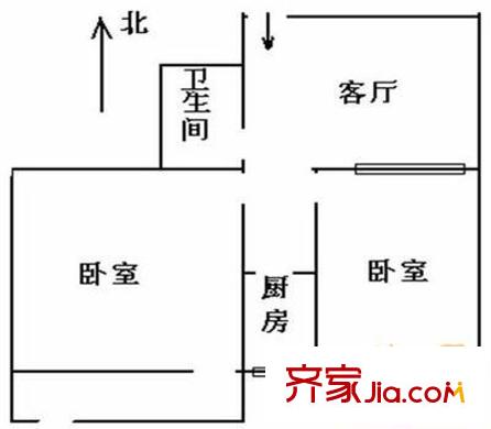 双井北里户型图户型图 2室1厅1卫1厨