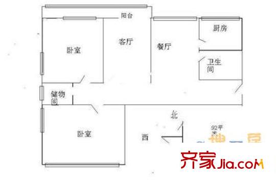 西晴公寓 3室 户型图
