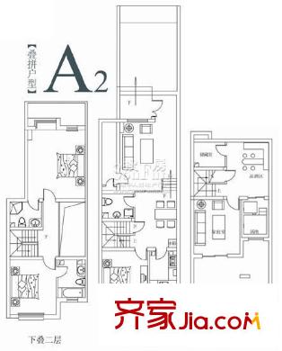 湯HOUSE別墅戶型圖湯山庭院戶型圖A2 3室4廳3衛(wèi)1廚