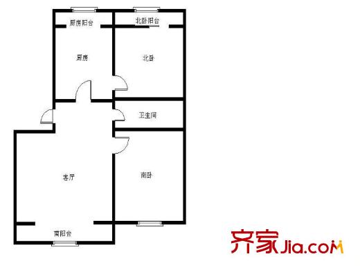 建新南区户型图户型图 2室1厅1卫1厨
