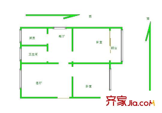 建新南区户型图 户型图 2室2厅1卫1厨
