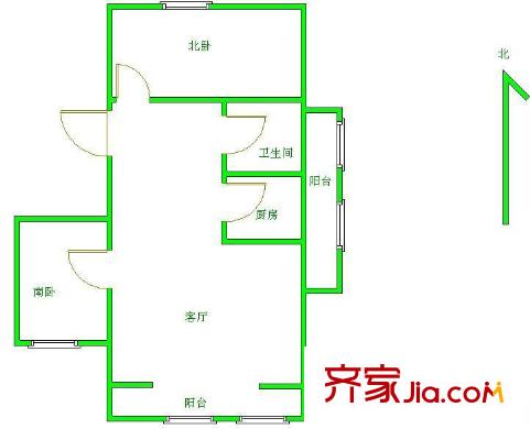 建新北区户型图户型图 2室1厅1卫1厨