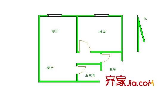 紫薇天悦户型图67平米户型图 1室2厅1卫1厨