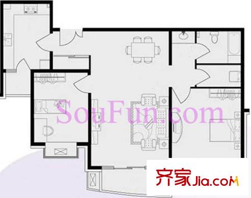 瑞康家园户型图户型图 2室1厅1卫1厨