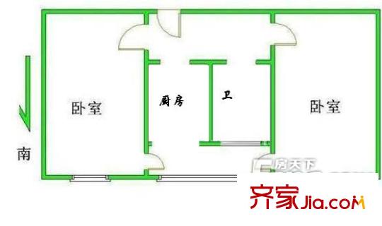 学院南路32号院户型图户型图 2室1厅1卫1厨