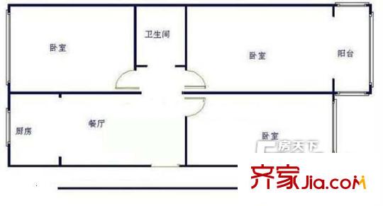 志强北园户型图户型图 3室1厅1卫1厨