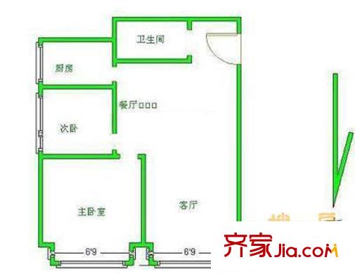 万年花城回迁房户型图2室户型图 2室2厅1卫1厨