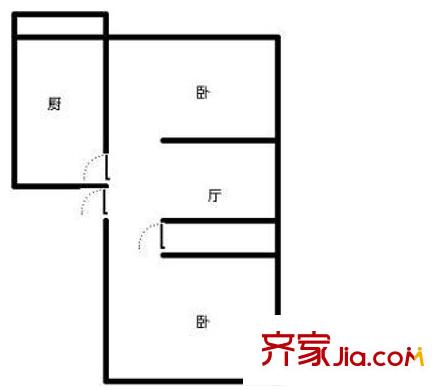荟康苑户型图户型图 2室1厅1卫1厨