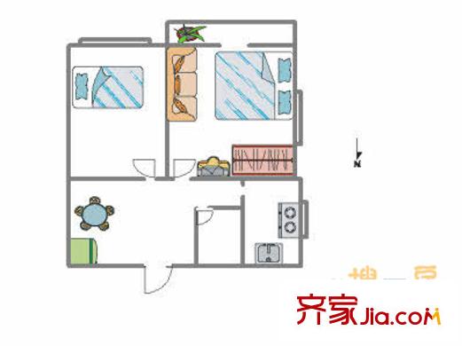 南口住宅樓 2室 戶型圖