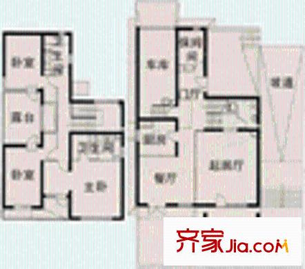 理想的拿铁镇户型图C型 3室2厅3卫1厨