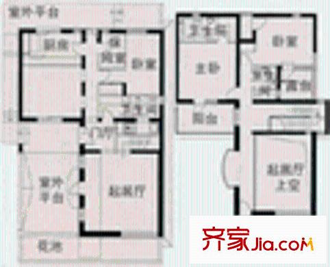 理想的拿铁镇户型图B1型 3室2厅3卫1厨