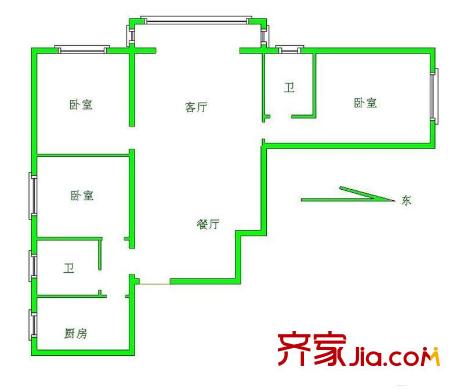 方华苑 3室 户型图