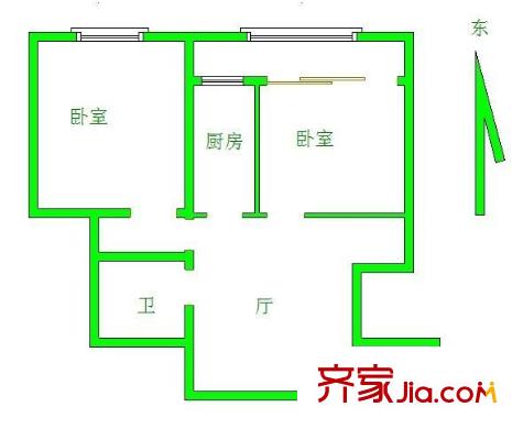 方华苑 2室 户型图
