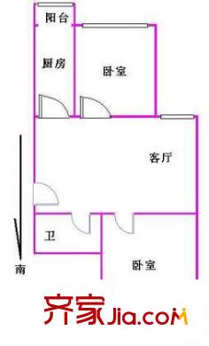 领秀硅谷户型图户型图 2室1厅1卫1厨