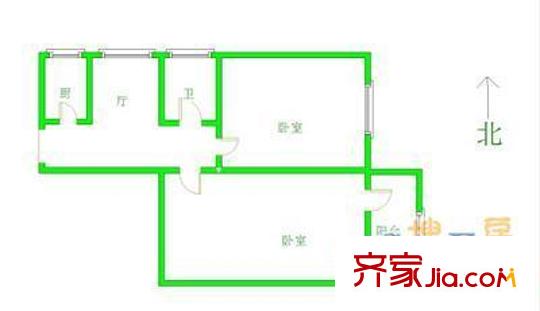 十里堡东里户型图户型图 2室1厅1卫1厨