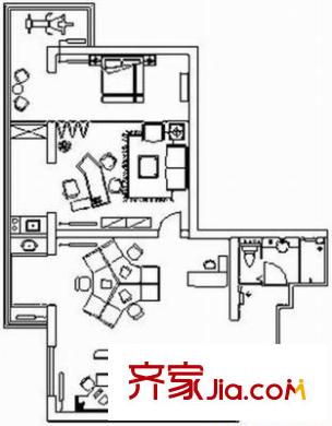 恋日国际户型图户型图 1室2厅1卫1厨
