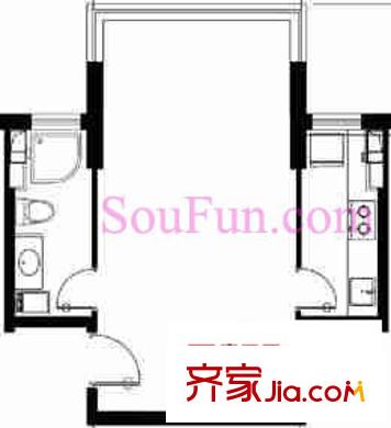 恋日国际户型图C户型 1室1厅1卫1厨