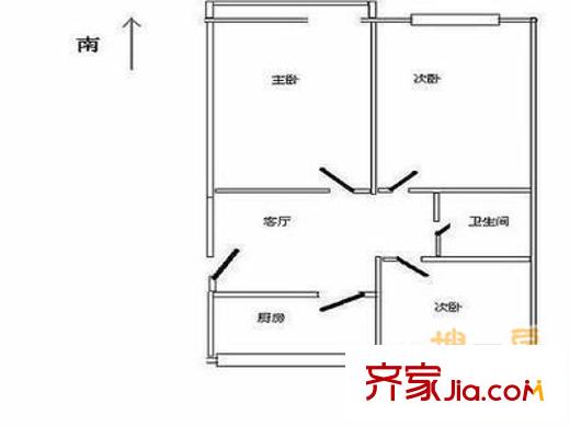 恋日国际户型图户型图 3室1厅1卫1厨