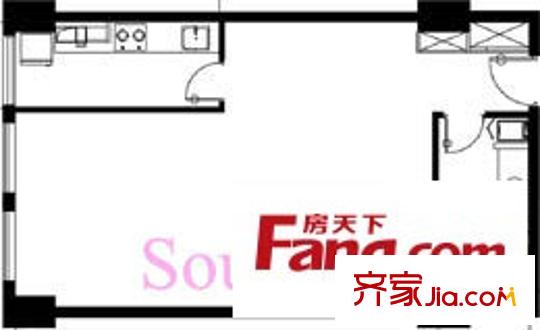 恋日国际户型图A户型 1室1厅1卫1厨