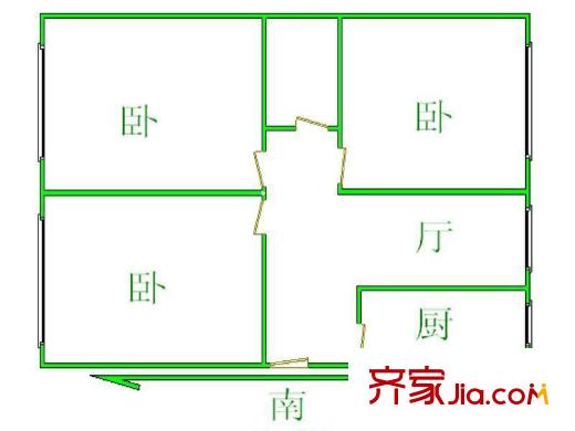 马道口户型图户型图 3室1厅1卫1厨