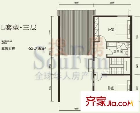 燕西台户型图L三层户型图 2室1卫
