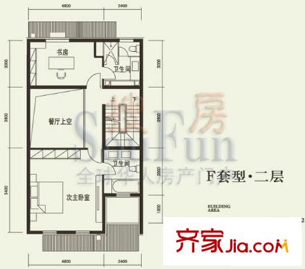燕西台户型图F二层户型图 2室2卫