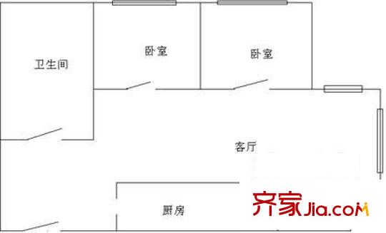 西翠路12号院户型图户型图 2室1厅1卫1厨