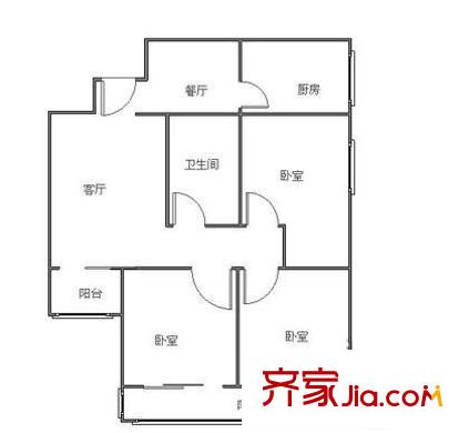 西翠路12号院户型图户型图 3室2厅1卫1厨
