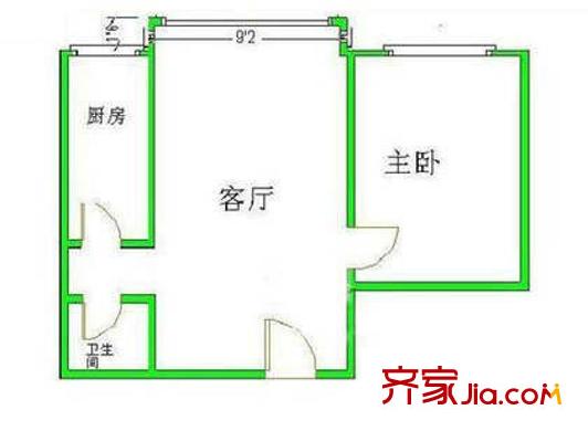 阳光四季户型图户型图 1室1厅1卫1厨