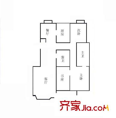 山水文园二期户型图户型图 2室1厅2卫1厨