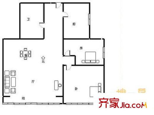 莱茵河畔户型图2室 户型图 2室2厅1卫1厨