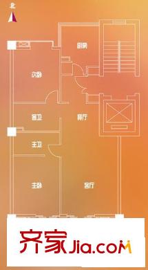 冠雅苑戶(hù)型圖1.2.3單元四-九層02戶(hù)型 2室2廳2衛(wèi)1廚