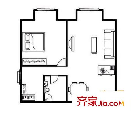 万年花城四期户型图户型图 2室1厅1卫1厨