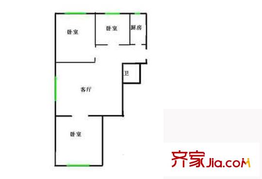 西八里庄61号院户型图户型图 3室1厅1卫1厨
