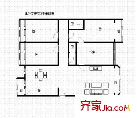 寧馨苑 4室 戶型圖