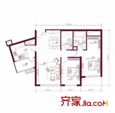 新城国际公寓四期 2室 户型图