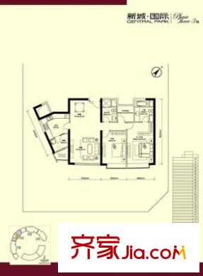新城国际公寓四期 2室 户型图