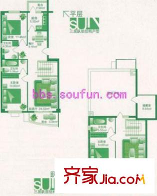 柳岸景园户型图户型图 4室2厅2卫1厨
