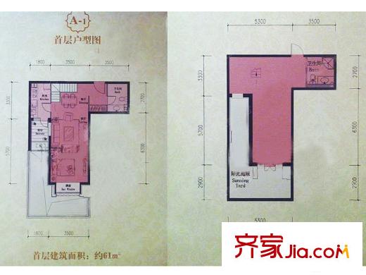 润泽公馆10号楼A-1户型 2室2厅2卫1厨