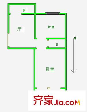 增光路43号院户型图户型图 2室1厅1卫1厨