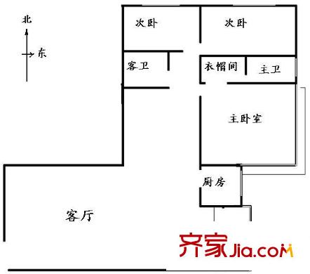 华澳中心户型图户型图 3室1厅2卫1厨