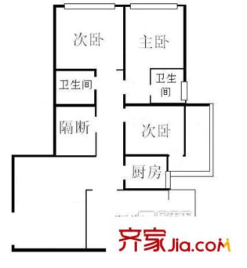 华澳中心户型图户型图 3室1厅2卫1厨