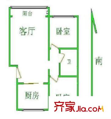 长桥园户型图户型图 2室1厅1卫1厨