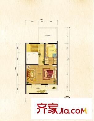 领秀新硅谷别墅户型图联排南入口户型三层户型图 1室1卫