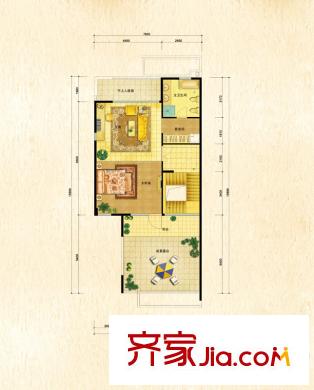 领秀新硅谷别墅户型图双拼南入口户型三层户型图 1室1卫