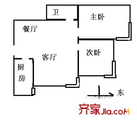 四方景园四区户型图2室户型图 2室2厅1卫1厨