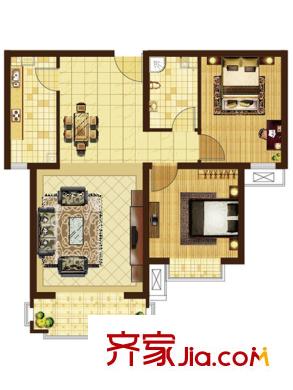 米拉village户型图B户型 2室2厅1卫1厨