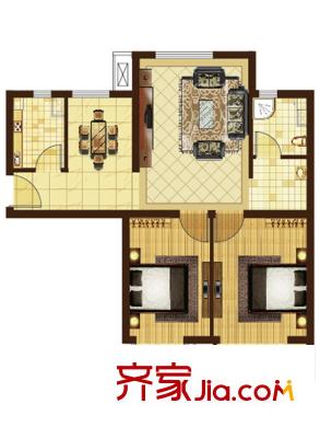 米拉village户型图A户型 2室2厅1卫1厨
