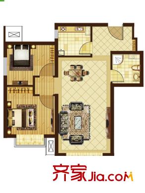 米拉village户型图E户型 2室2厅1卫1厨