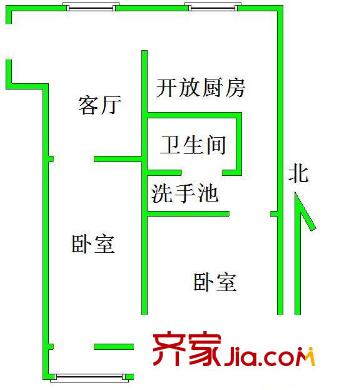 龙翔路小区户型图户型图 2室1厅1卫1厨